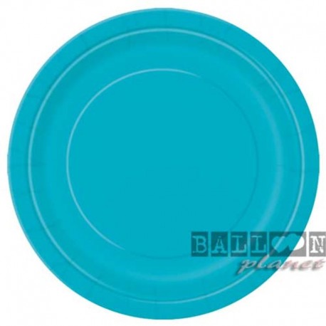 16 Piatti Tondi Carta Turchese Teal 23 cm