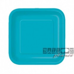 16 Piatti Quadrati Carta Turchese Teal 18 cm