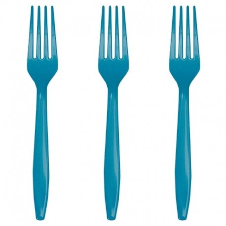 10 Forchette Plastica Turchese Teal 16 cm