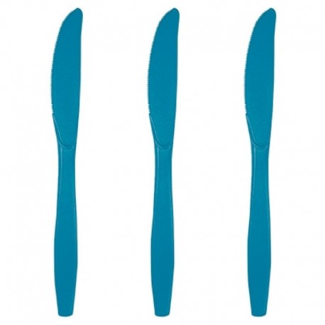 10 Coltelli Plastica Turchese Teal 16 cm