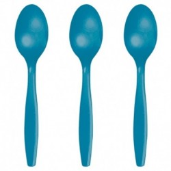 24 Cucchiai Plastica Turchese Teal 18 cm