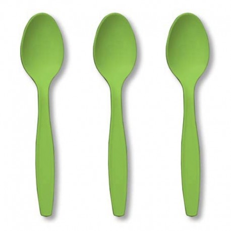 10 Cucchiai Plastica Verde Lime 16 cm