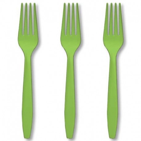 24 Forchette Plastica Verde Lime 18 cm