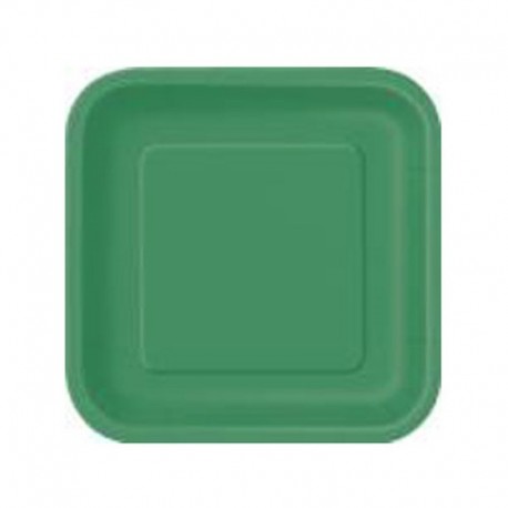 16 Piatti Quadrati Carta Verde Smeraldo 18 cm