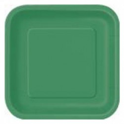 14 Piatti Quadrati Carta Verde Smeraldo 23 cm