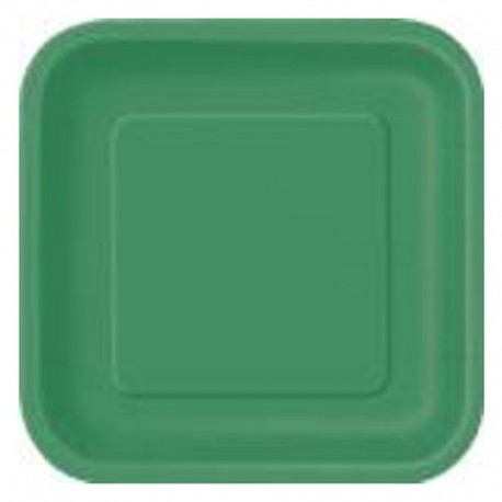 14 Piatti Quadrati Carta Verde Smeraldo 23 cm