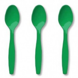10 Cucchiai Plastica Verde Smeraldo 16 cm