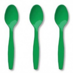 24 Cucchiai Plastica Verde Smeraldo 18 cm