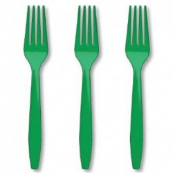 24 Forchette Plastica Verde Smeraldo 18 cm