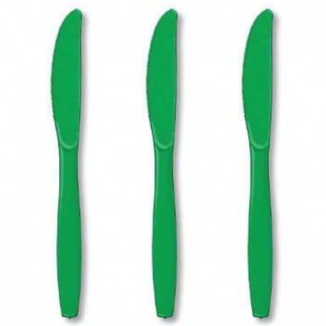 24 Coltelli Plastica Verde Smeraldo 18 cm