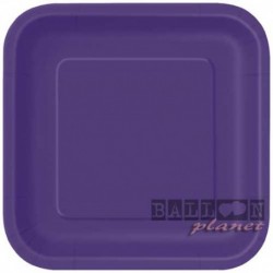 14 Piatti Quadrati Carta Viola Scuro 23 cm