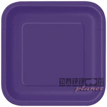 14 Piatti Quadrati Carta Viola Scuro 23 cm