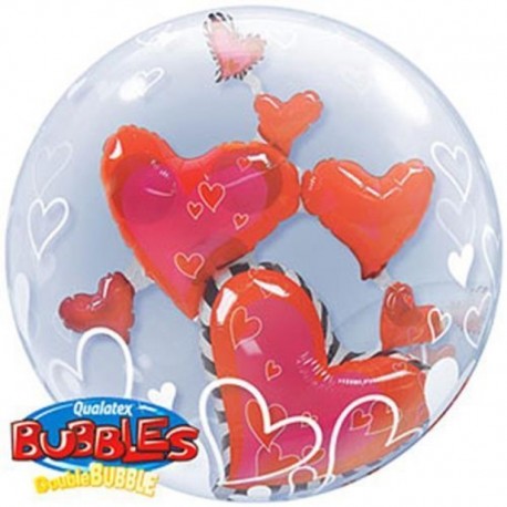 Pallone Bubble Cuoricini 60 cm