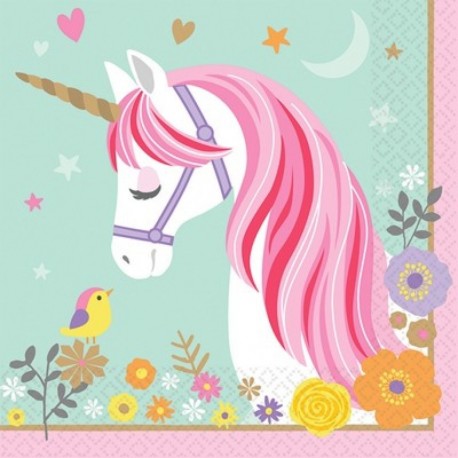 16 Tovaglioli Carta Unicorno 33x33 cm
