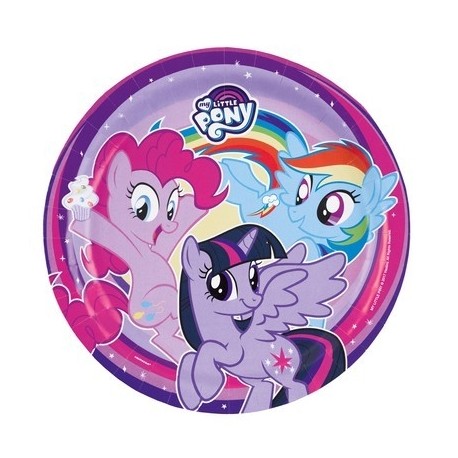 8 Piatti Tondi Carta Little Pony 23 cm