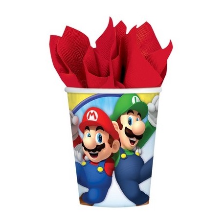 8 Bicchieri Carta Supermario 266 ml