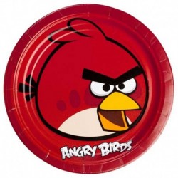 8 Piatti Tondi Carta Angry Bird 23 cm
