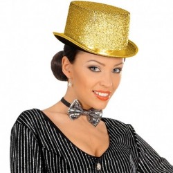 Cappello Cilindro Feltro Lurex Oro