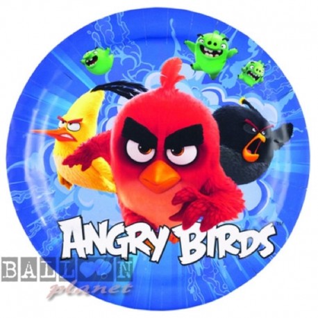 8 Piatti Tondi Carta Angry Bird 23 cm