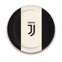 8 Piatti Tondi Carta Juve 18 cm