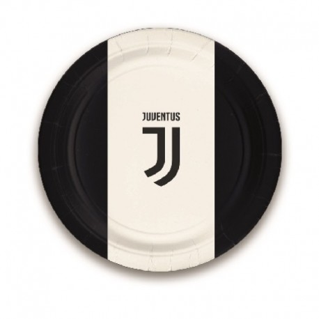  8 Piatti Tondi Carta Juve 18 cm