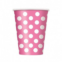 6 Bicchieri Carta Pois Fucsia 355 ml