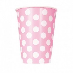 6 Bicchieri Carta Pois Rosa 355 ml