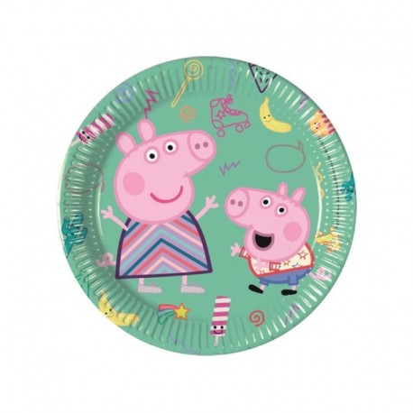 8 Piatti Tondi Carta Peppa Pig 20 cm