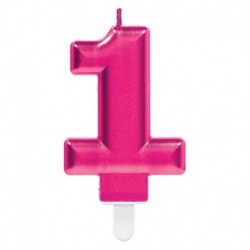 Candela Numero 1 Fucsia 8 cm