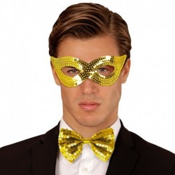 Maschera Tessuto Paillettes Oro