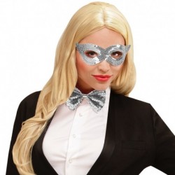 Maschera Tessuto Paillettes Argento