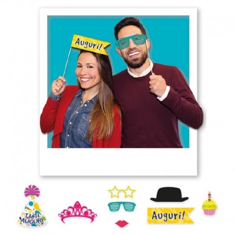 8 Photo Booth Compleanno 20 cm