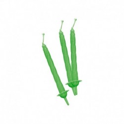 12 Candeline Verde Fluo 7 cm