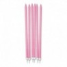 12 Candeline Matita Glitter Rosa 15 cm