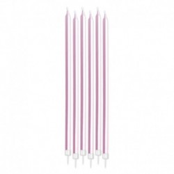 6 Candeline Matita Rosa Metal 15 cm
