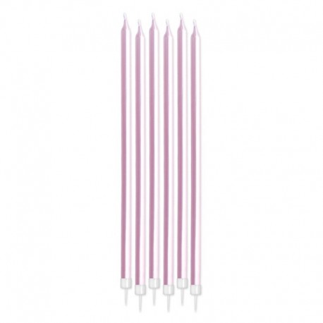 6 Candeline Matita Rosa Metal 15 cm