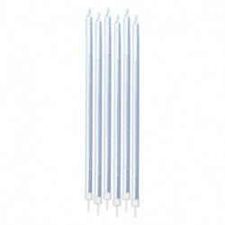6 Candeline Matita Azzurro Metal 15 cm