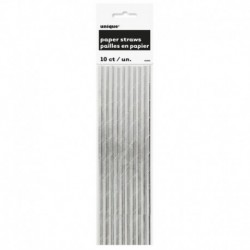 10 Cannucce Carta Argento 20 cm