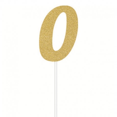 Deco Torta Numero 0 Oro 15 cm