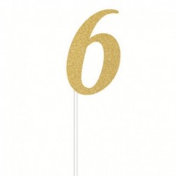 Deco Torta Numero 6 Oro 15 cm