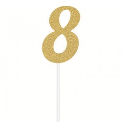 Deco Torta Numero 8 Oro 15 cm