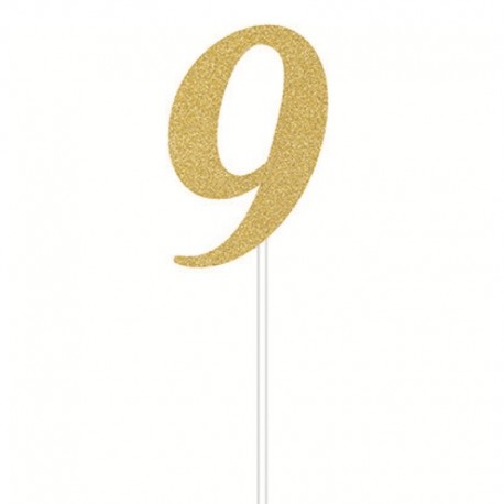 Deco Torta Numero 9 Oro 15 cm