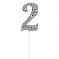 Deco Torta Numero 2 Argento 15 cm