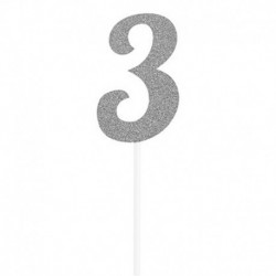 Deco Torta Numero 3 Argento 15 cm