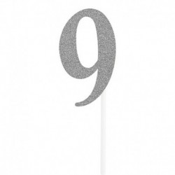 Deco Torta Numero 9 Argento 15 cm