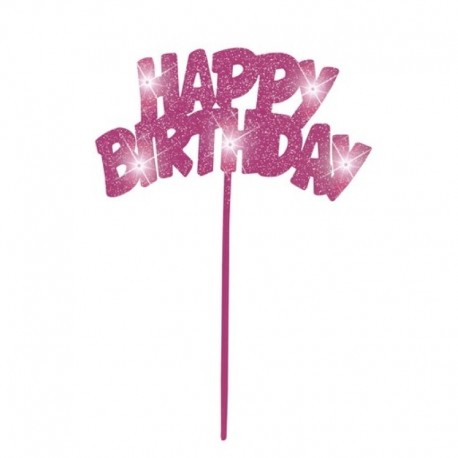 Deco Torta Happy Birthday Rosa 20x13 cm