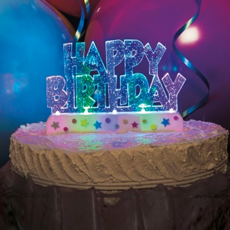 Deco Torta Happy Birthday Luminosa 12x8 cm. - Balloon Planet