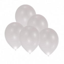 5 Palloncini Led Argento 27 cm