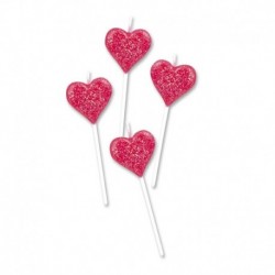 4 Candeline Picks Cuore 7 cm