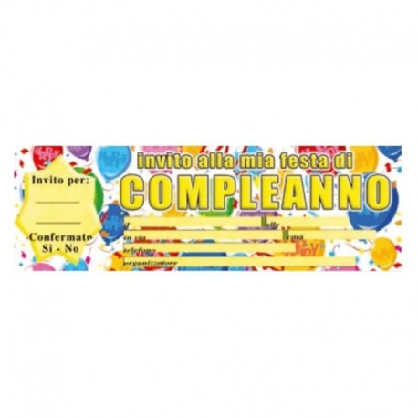 20 Inviti Blocchetto Compleanno